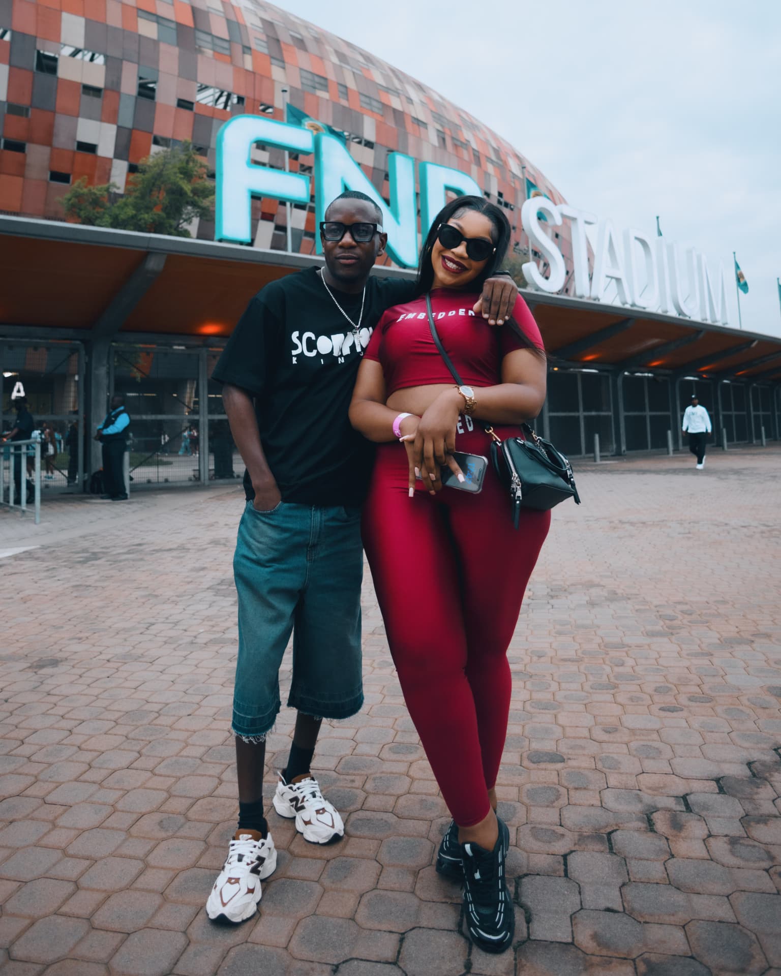 Couple posing outside FNB Stadium